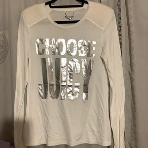 Juicy Couture Logo Long Sleeve Tee, white, & silver size large